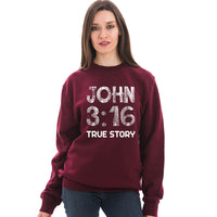 Thumbnail for John 3:16 True Story Crewneck Unisex Sweatshirt