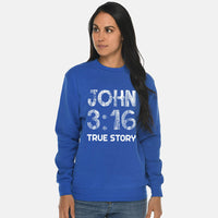 Thumbnail for John 3:16 True Story Crewneck Unisex Sweatshirt