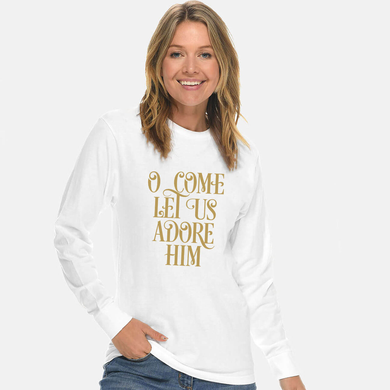 O Come Let Us Adore Him Unisex Long Sleeve T Shirt