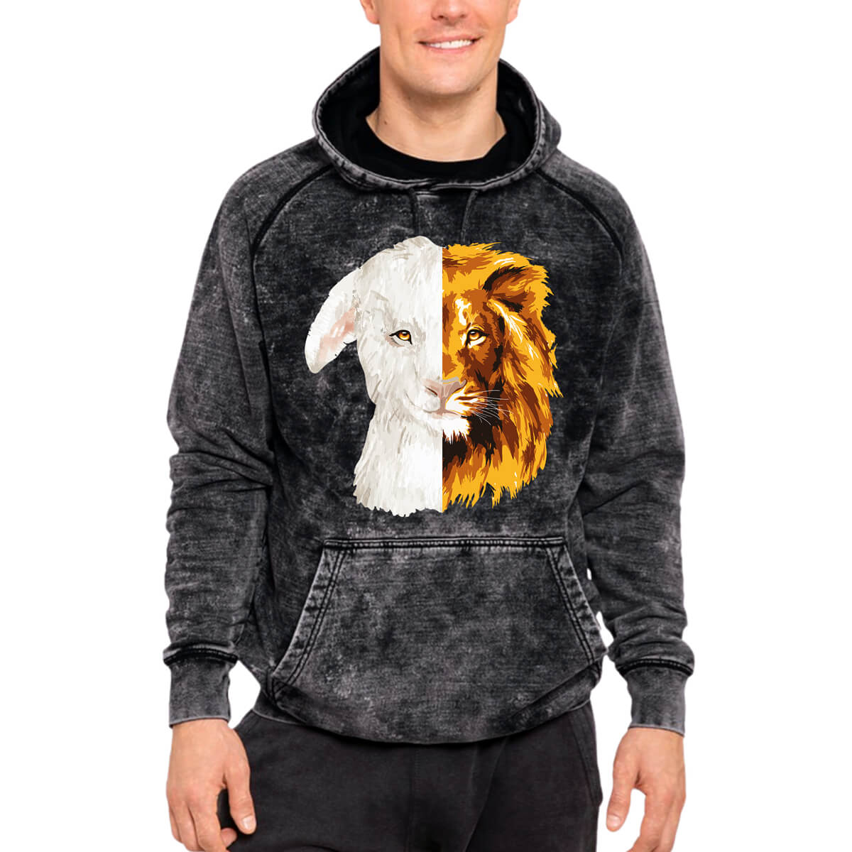 Lion And The Lamb Mineral Wash Men's Sweatshirt Hoodie