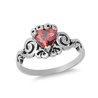 Thumbnail for Love Never Fails Heart Garnet Ring Sterling Silver Jewelry