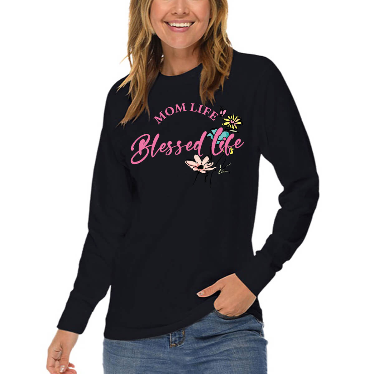 Mom Life Blessed Life Long Sleeve T Shirt