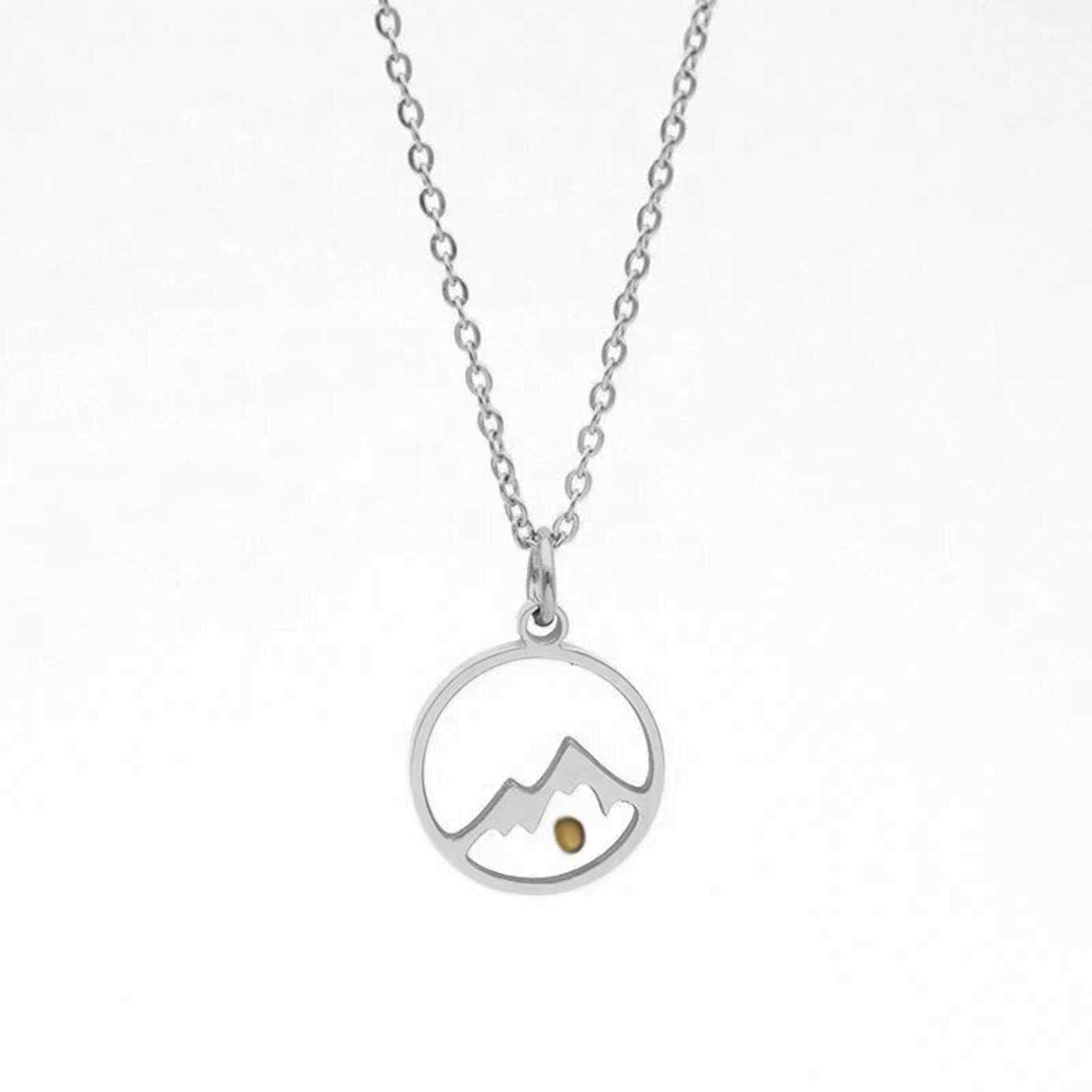 Mustard Seed Faith Mountain Necklace Stainless Steel Jewelry