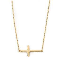 Sideways Cross Necklace Gold Plated Sterling Silver Jewelry