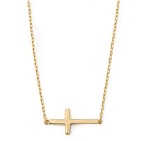 Thumbnail for Sideways Cross Necklace Gold Plated Sterling Silver Jewelry