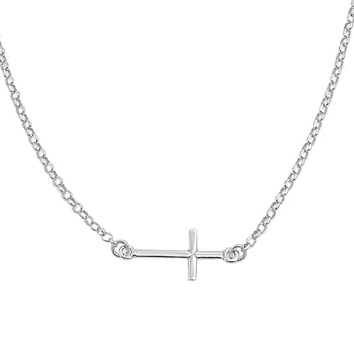 Sideways Cross Necklace Sterling Silver Jewelry