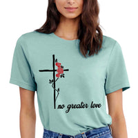 Thumbnail for No Greater Love Rose Cross T-Shirt