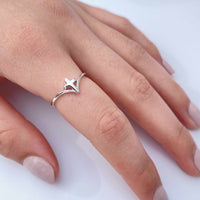 Thumbnail for Open Heart Cross Ring Sterling Silver Jewelry
