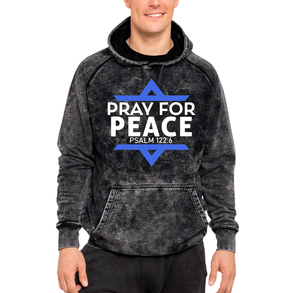 Pray For Peace Mineral Wash Men's Sweatshirt Hoodie
