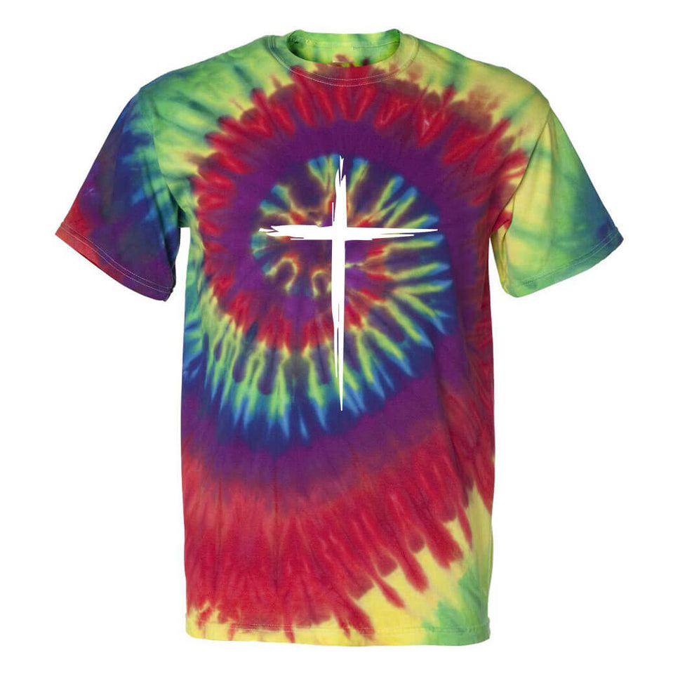  Tie Dyed Shop Cotton Rainbow Christian Cross Religious Tie Dye  T Shirt Small : Clothing, Shoes & Jewelry