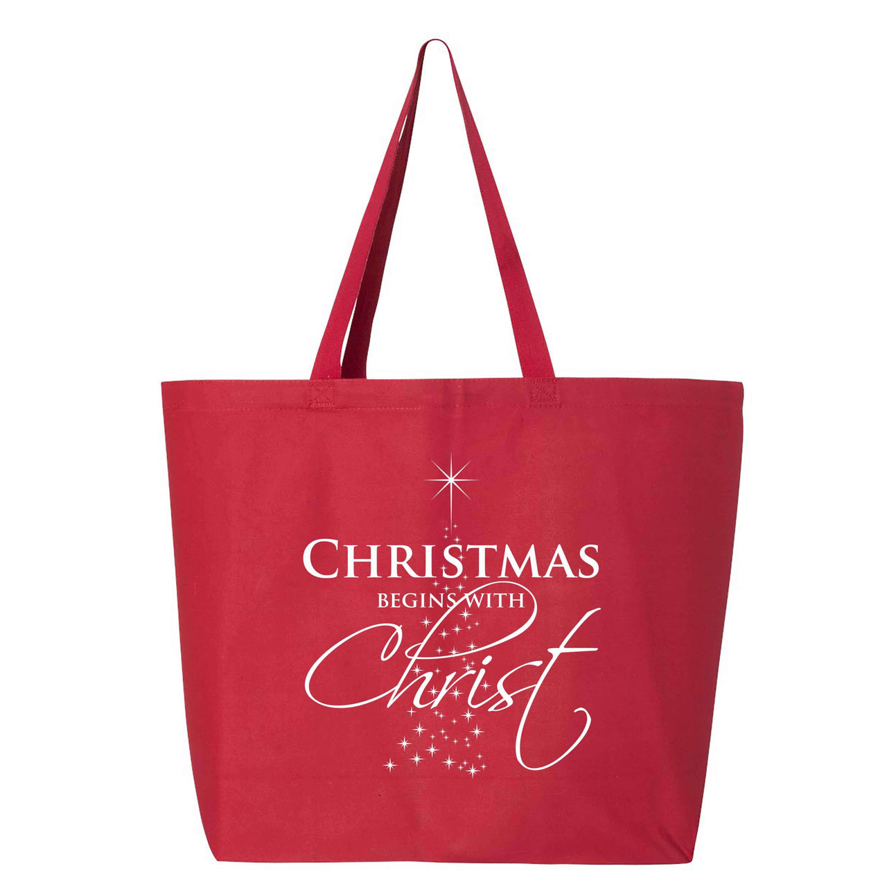 Christmas Begins With Christ Jumbo Tote Canvas Bag