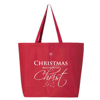 Thumbnail for Christmas Begins With Christ Jumbo Tote Canvas Bag