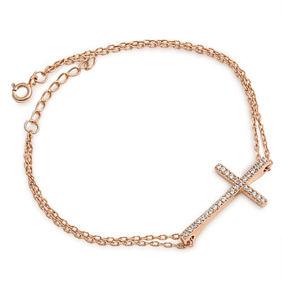 Cross Bracelet With CZ Sterling Silver Jewelry