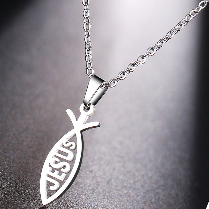 Fish Jesus Necklace Stainless Steel Jewelry