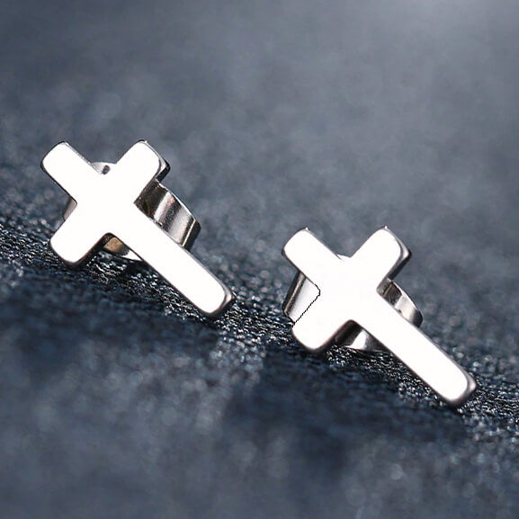 Cross Stud Earrings Stainless Steel Jewelry