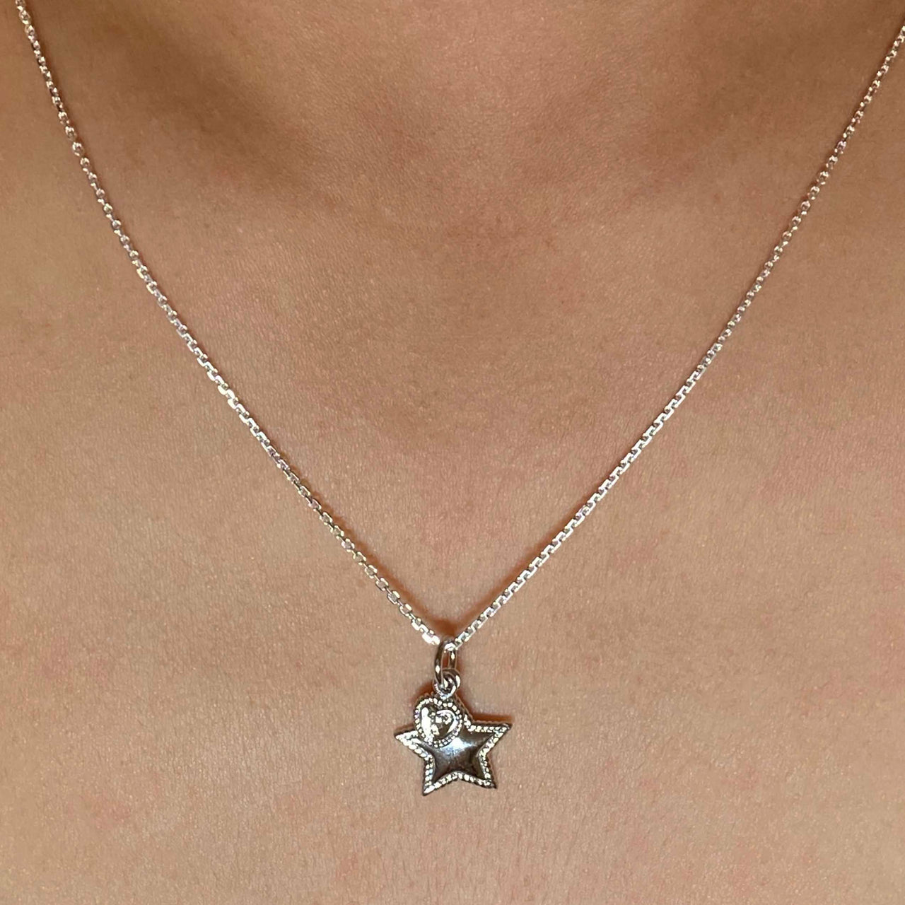 Star And Heart Necklace Sterling Silver Jewelry