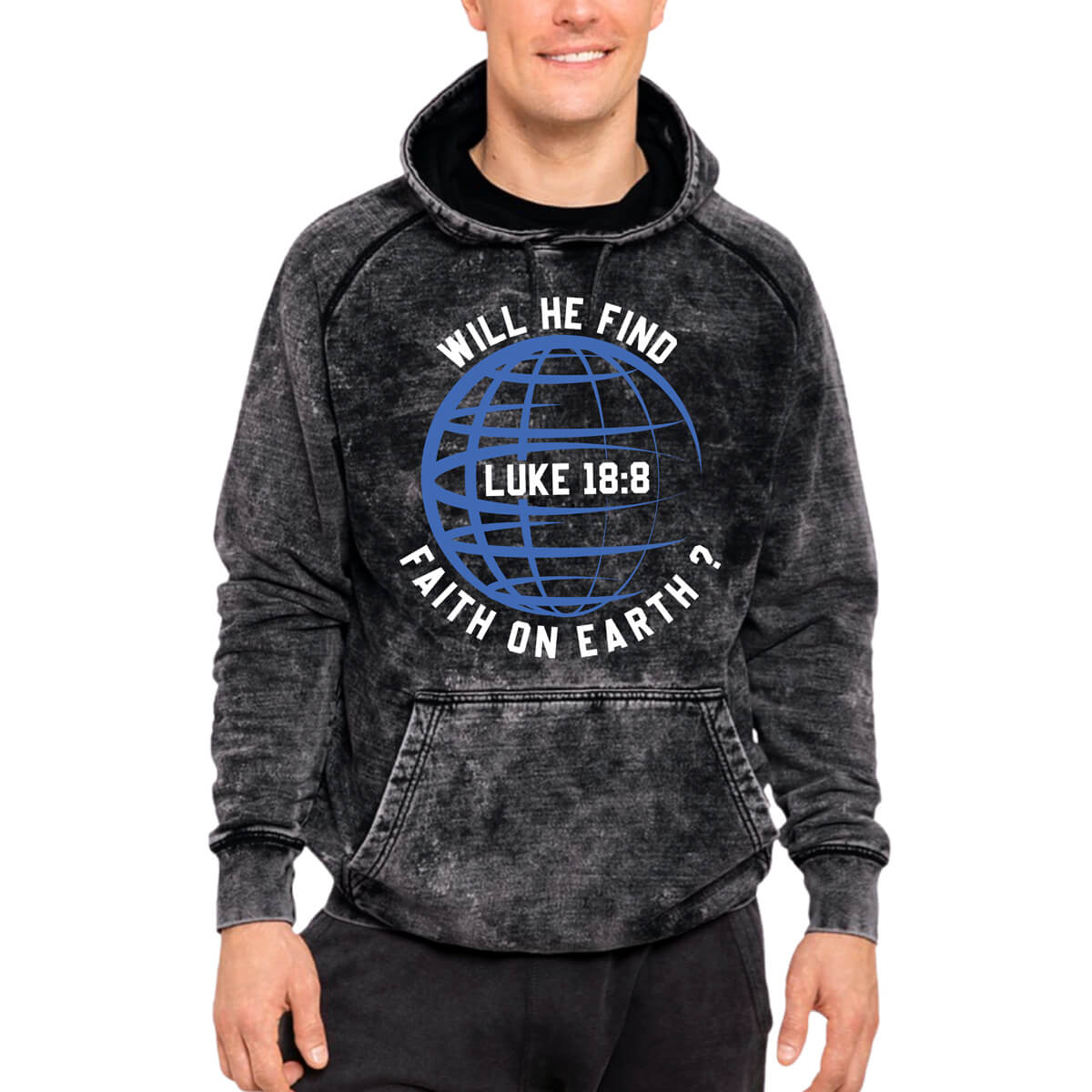Will He Find Faith On Earth Mineral Wash Men's Sweatshirt Hoodie